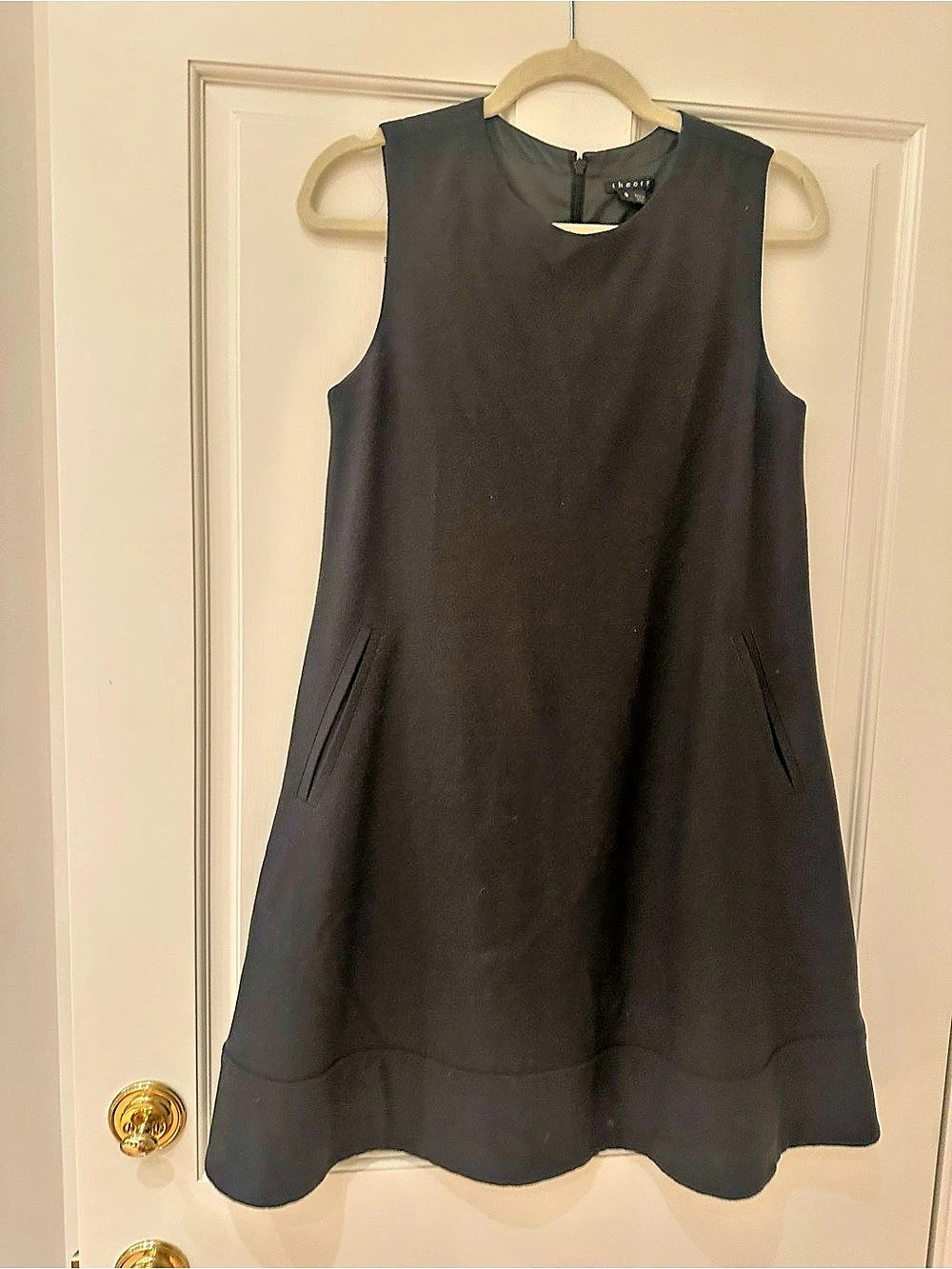 Theory Sleeveless Mini Dress - Wool - very dark green/gray almost black - size 8